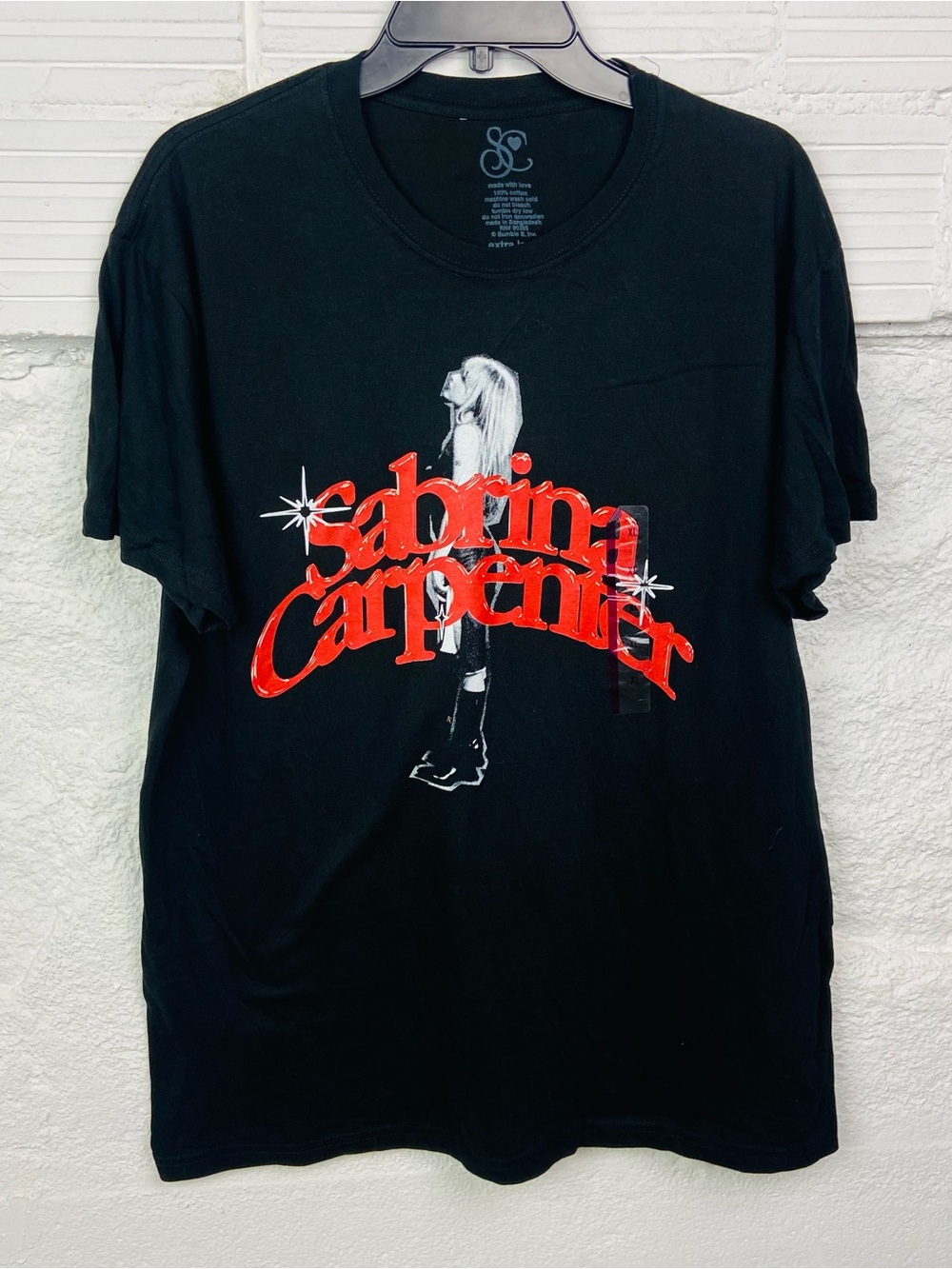 NWOT Sabrina Carpenter cotton unisex Black Short Sleeve Graphic Tee size XL - Picture 1 of 7